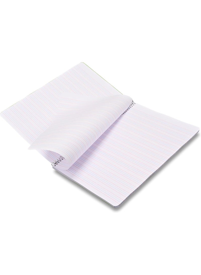FIS Notebook A4 Size(210x297mm), PP Neon Cover, Spiral Binding, 80 Sheets, White Paper, 4 Line Single Ruling, Pack of 5 Assorted Neon Colors, Ideal for School Essentials - FSNBA4PP4LAST/5 - Image 2